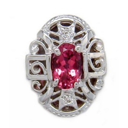 B3623 14K PINK TOURMALINE AND DIAMOND SLIDE 